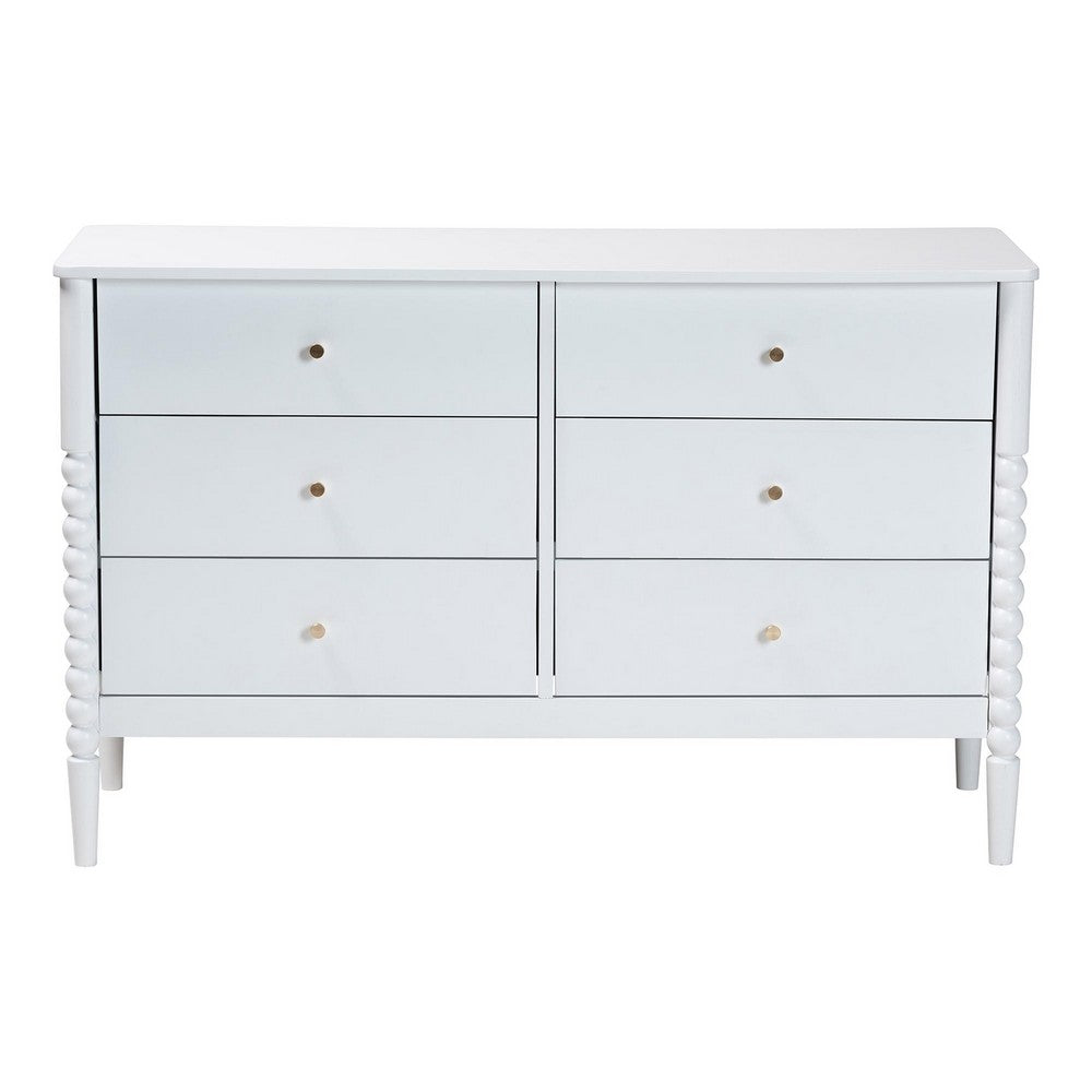 Baxton Studio - Lucera Dresser in White - MG9011-White-6DW-Dresser view 4
