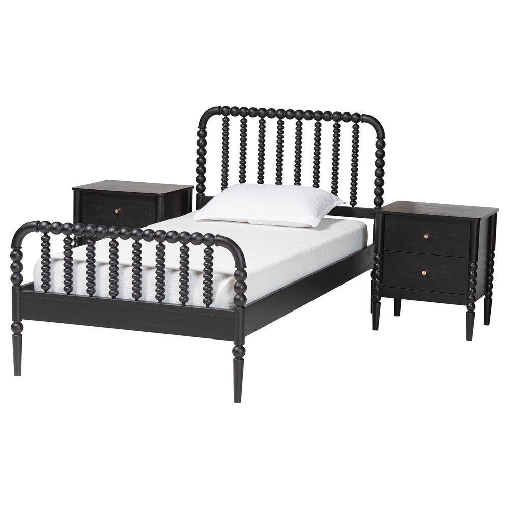 Baxton Studio - Lucera Full Bedroom Set in Black - MG0110-4-Black-Full 3PC Bedroom Set view 1
