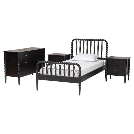 Baxton Studio - Lucera Full Bedroom Set in Black - MG0110-4-Black-Full 4PC Bedroom Set view 1