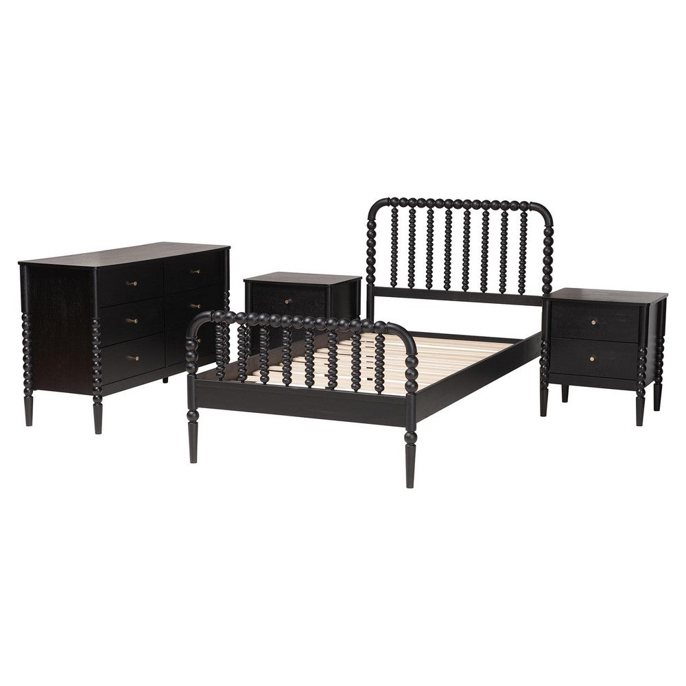 Baxton Studio - Lucera Full Bedroom Set in Black - MG0110-4-Black-Full 4PC Bedroom Set view 2