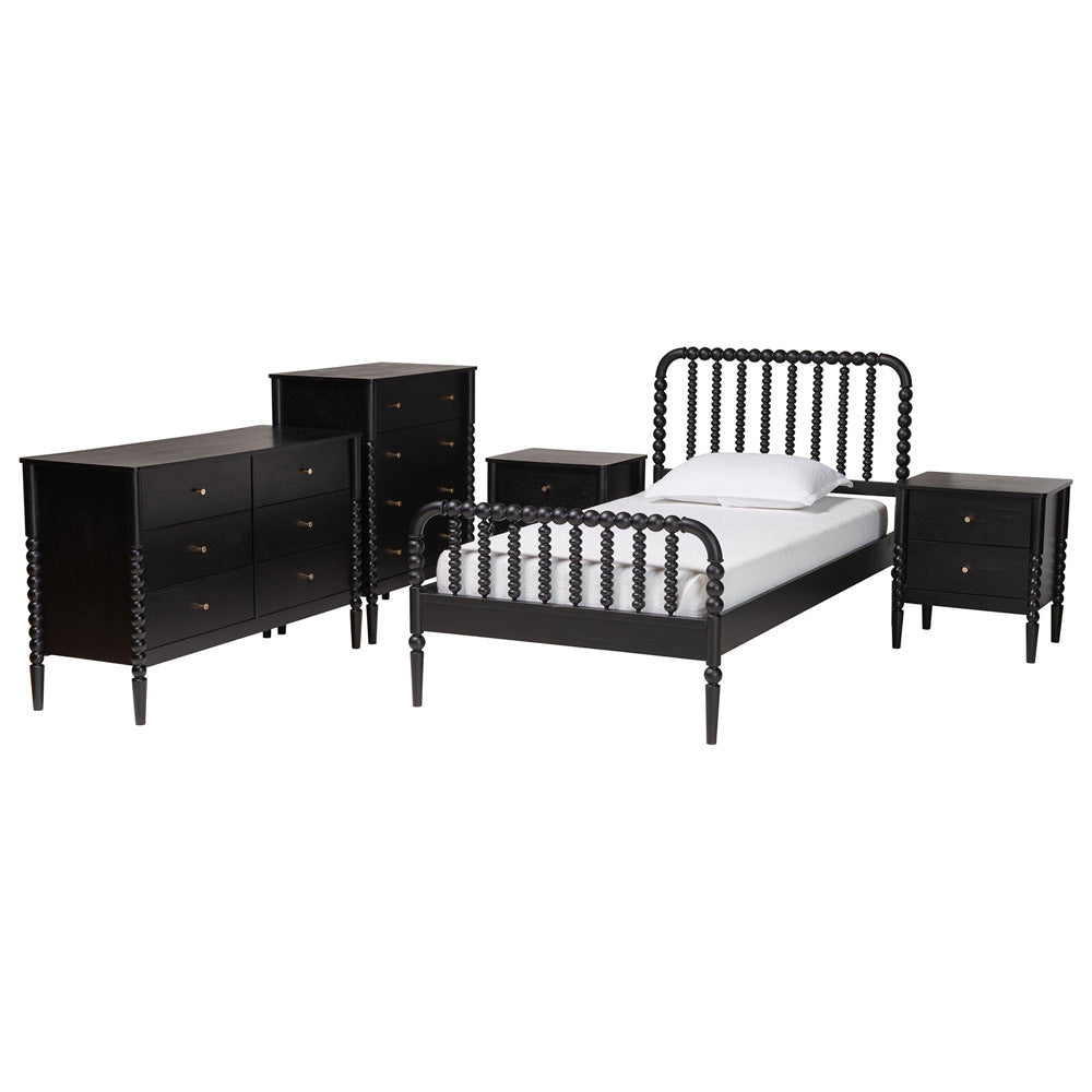 Baxton Studio - Lucera Full Bedroom Set in Black - MG0110-4-Black-Full 5PC Bedroom Set view 1