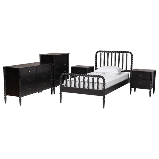 Baxton Studio - Lucera Full Bedroom Set in Black - MG0110-4-Black-Full 5PC Bedroom Set view 1