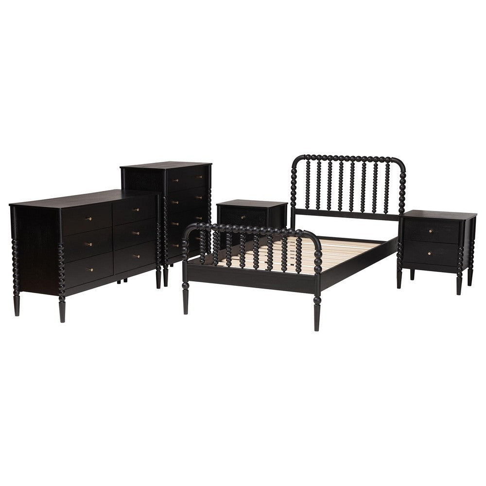 Baxton Studio - Lucera Full Bedroom Set in Black - MG0110-4-Black-Full 5PC Bedroom Set view 2