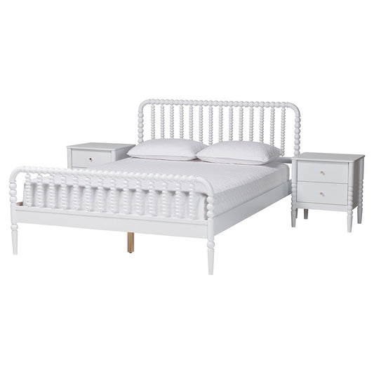Baxton Studio - Lucera Full Bedroom Set in White - MG0110-4-White-Full 3PC Bedroom Set view 1