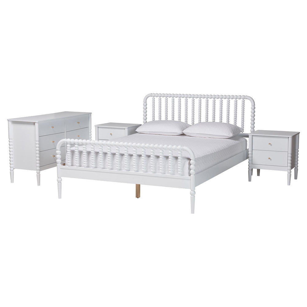 Baxton Studio - Lucera Full Bedroom Set in White - MG0110-4-White-Full 4PC Bedroom Set view 1