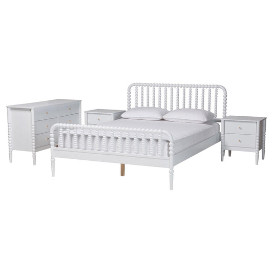 Baxton Studio - Lucera Full Bedroom Set in White - MG0110-4-White-Full 4PC Bedroom Set view 1