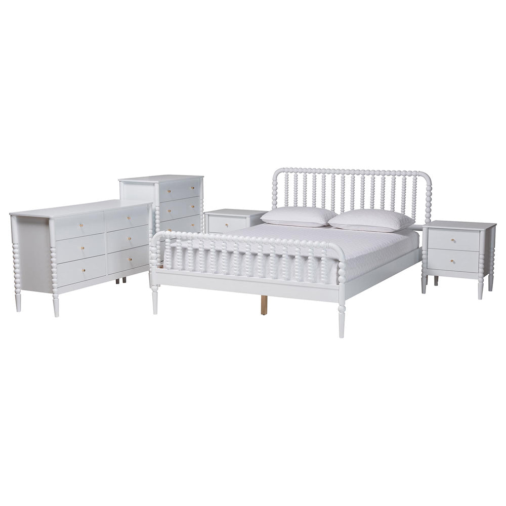 Baxton Studio - Lucera Full Bedroom Set in White - MG0110-4-White-Full 5PC Bedroom Set view 1