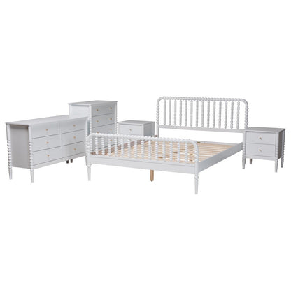 Baxton Studio - Lucera Full Bedroom Set in White - MG0110-4-White-Full 5PC Bedroom Set view 2