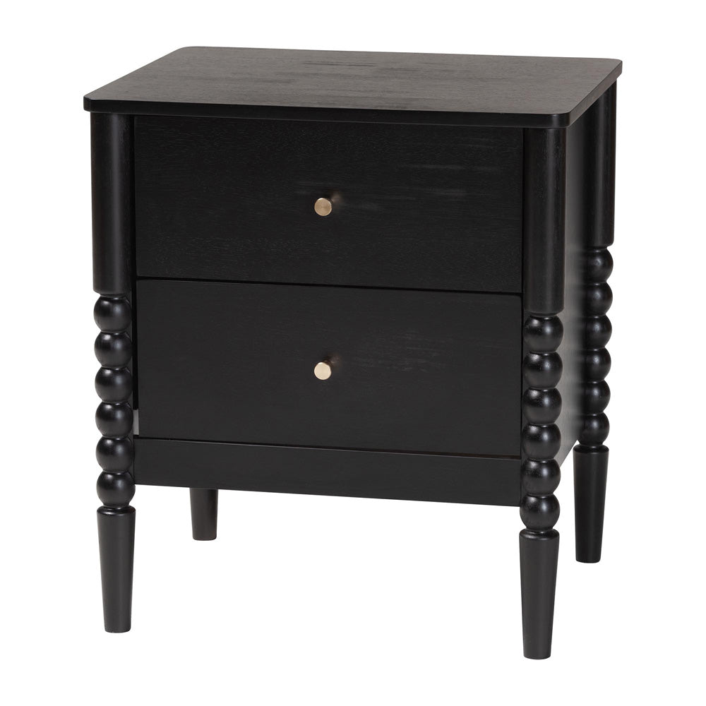 Baxton Studio - Lucera Nightstand in Black - MG9011-Black-2DW-NS view 1