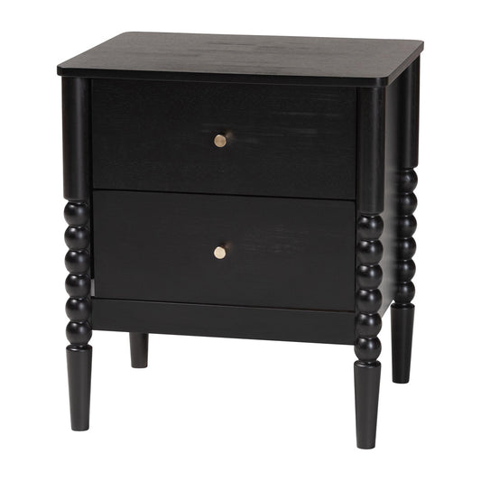 Baxton Studio - Lucera Nightstand in Black - MG9011-Black-2DW-NS view 1