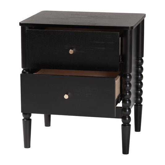 Baxton Studio - Lucera Nightstand in Black - MG9011-Black-2DW-NS view 2