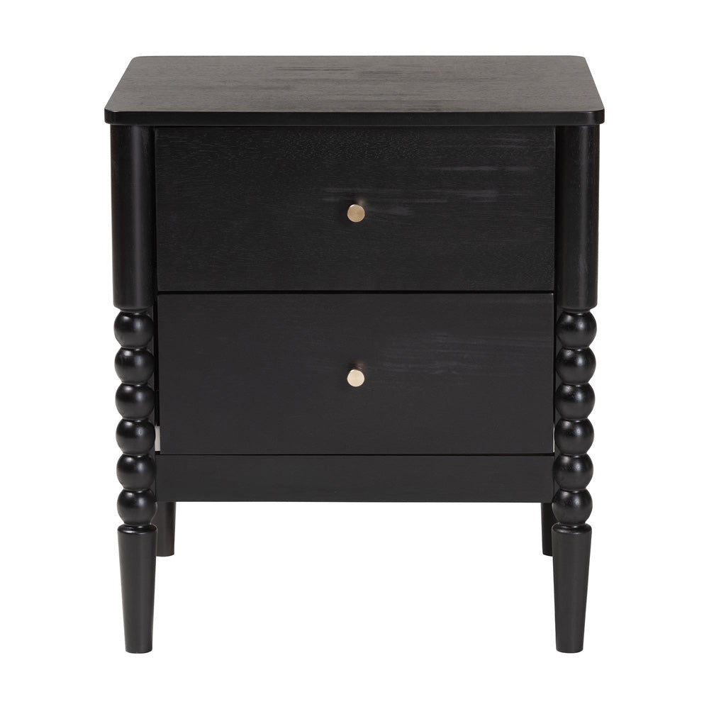 Baxton Studio - Lucera Nightstand in Black - MG9011-Black-2DW-NS view 3