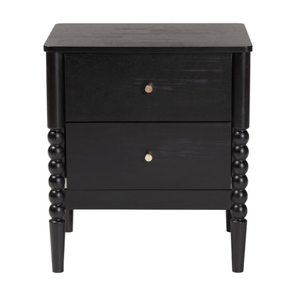 Baxton Studio - Lucera Nightstand in Black - MG9011-Black-2DW-NS view 3