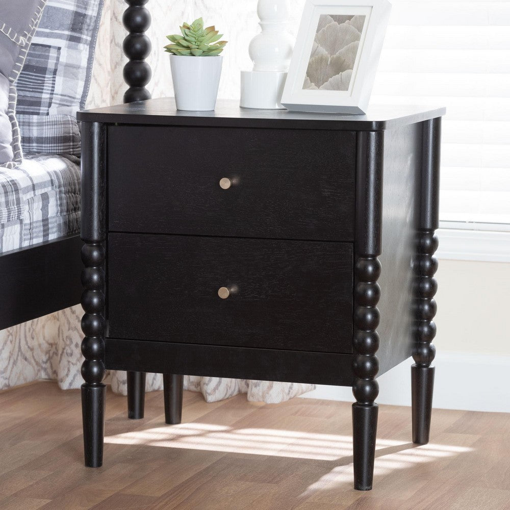 Baxton Studio - Lucera Nightstand in Black - MG9011-Black-2DW-NS view 8