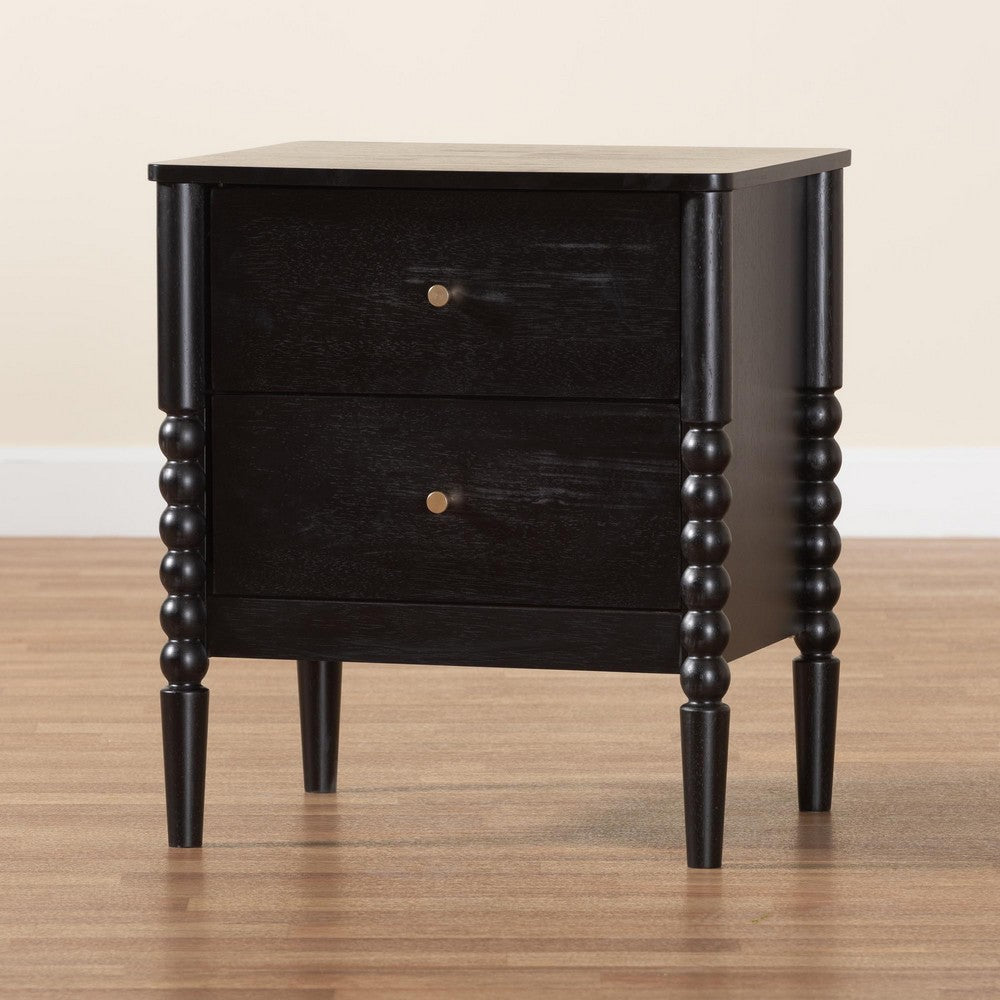 Baxton Studio - Lucera Nightstand in Black - MG9011-Black-2DW-NS view 9
