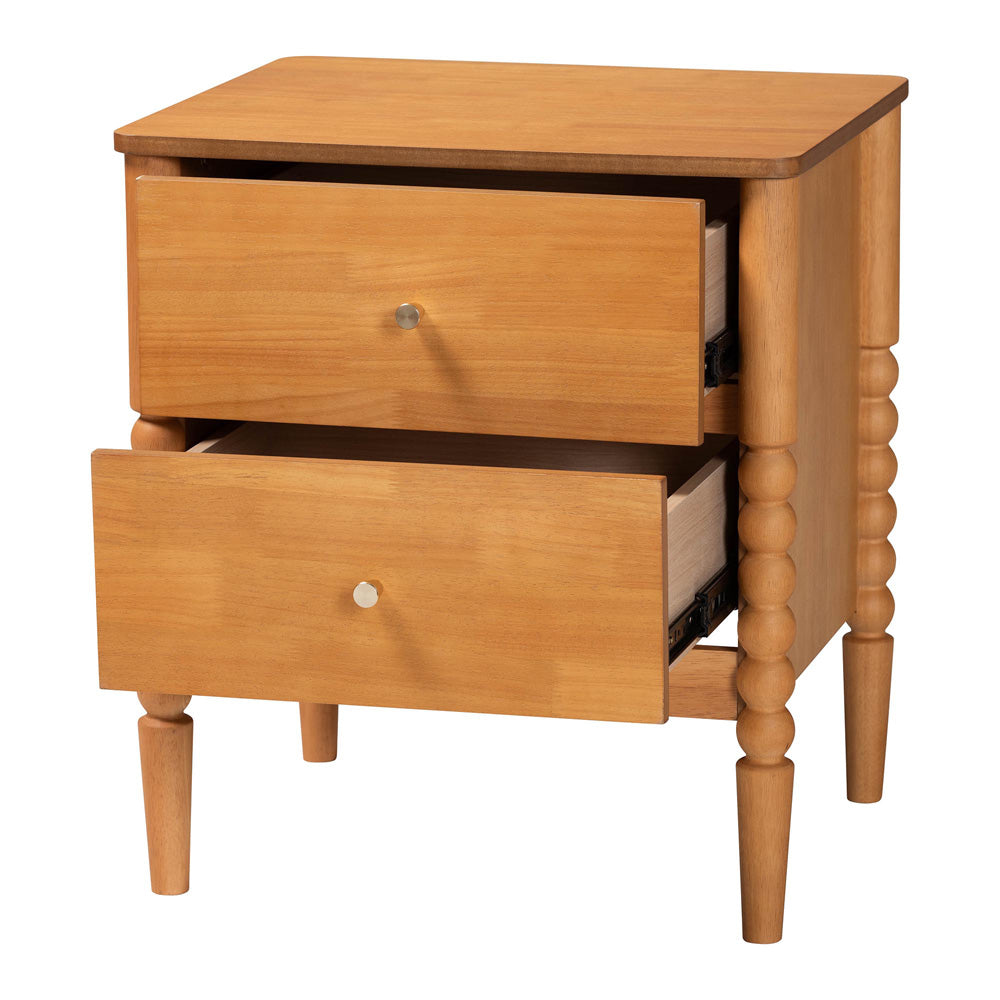 Baxton Studio - Lucera Nightstand in Oak Brown - MG9011-NT Oak-2DW-NS view 2