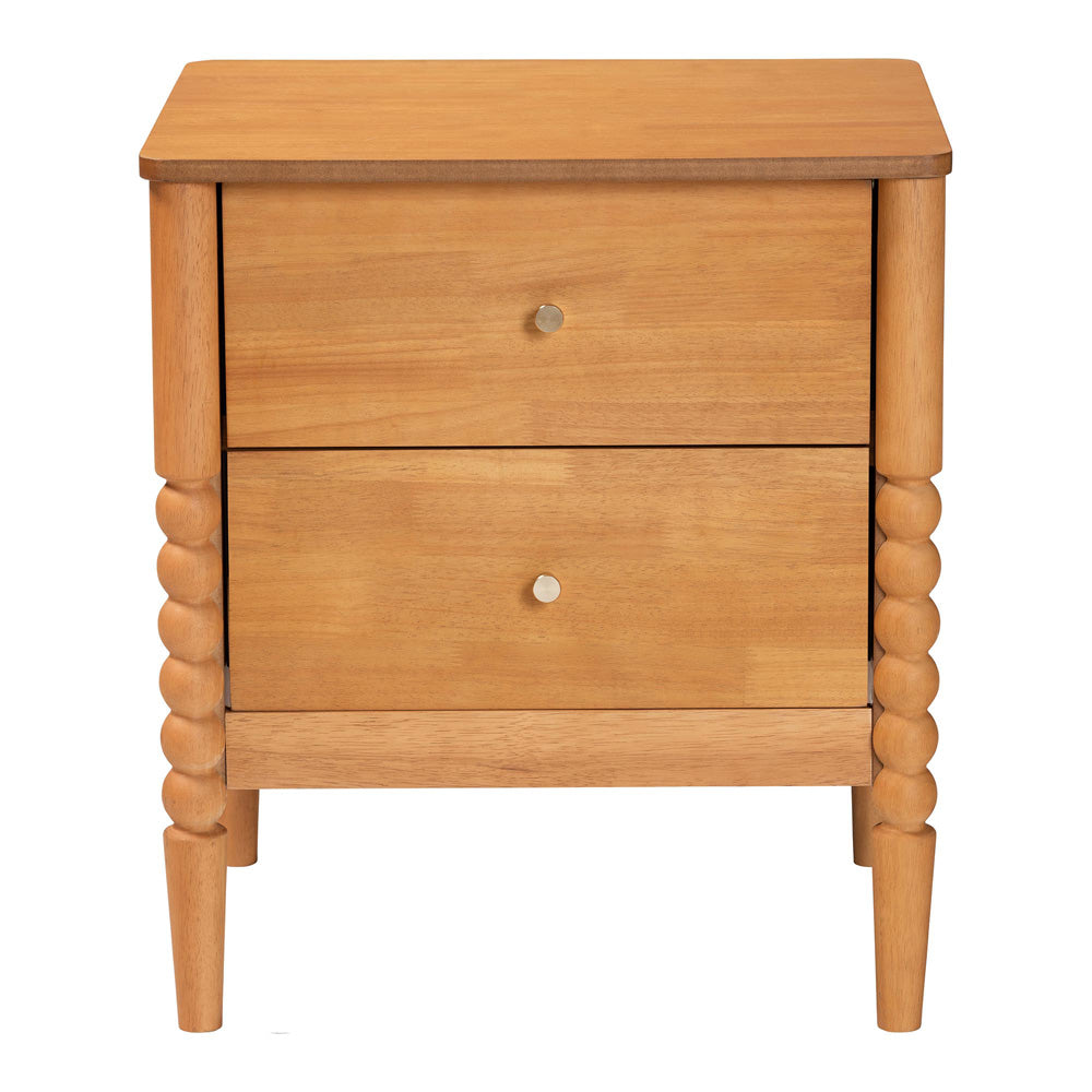 Baxton Studio - Lucera Nightstand in Oak Brown - MG9011-NT Oak-2DW-NS view 3