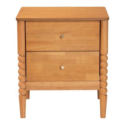 Baxton Studio - Lucera Nightstand in Oak Brown - MG9011-NT Oak-2DW-NS view 3