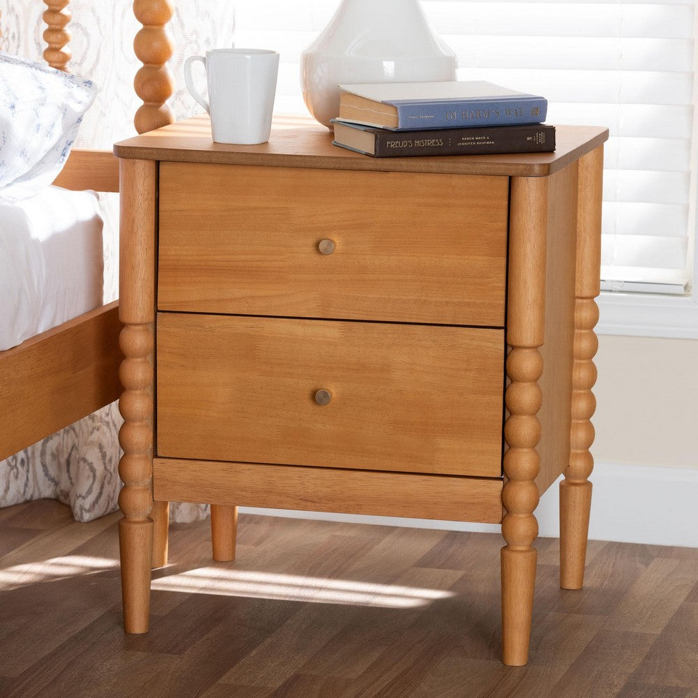 Baxton Studio - Lucera Nightstand in Oak Brown - MG9011-NT Oak-2DW-NS view 8