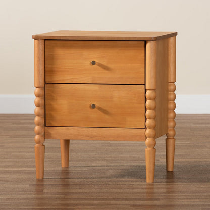 Baxton Studio - Lucera Nightstand in Oak Brown - MG9011-NT Oak-2DW-NS view 9