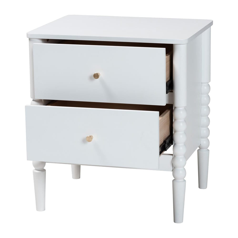 Baxton Studio - Lucera Nightstand in White - MG9011-White-2DW-NS view 2