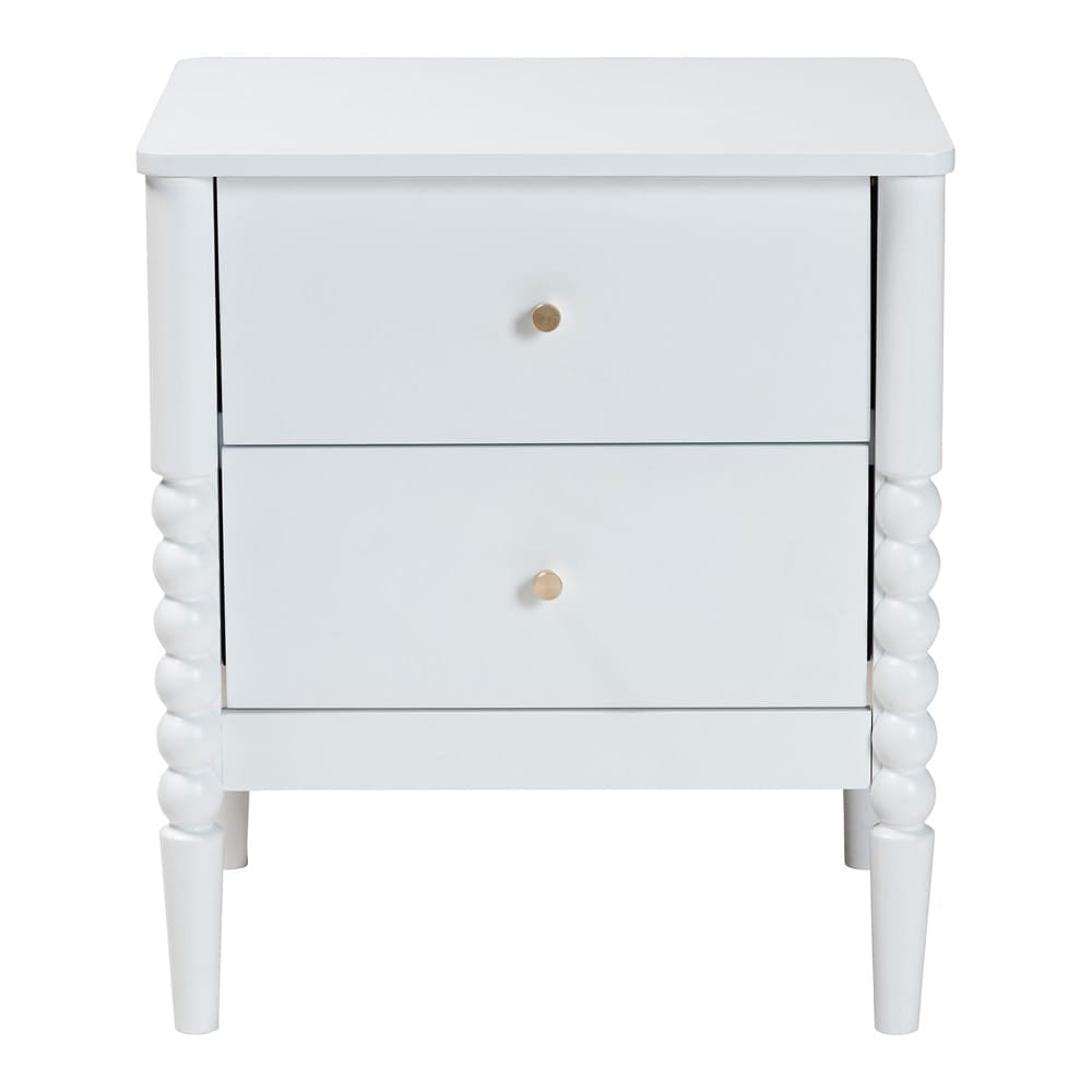 Baxton Studio - Lucera Nightstand in White - MG9011-White-2DW-NS view 3