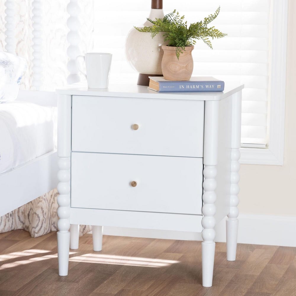 Baxton Studio - Lucera Nightstand in White - MG9011-White-2DW-NS view 8