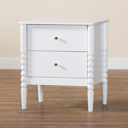 Baxton Studio - Lucera Nightstand in White - MG9011-White-2DW-NS view 9