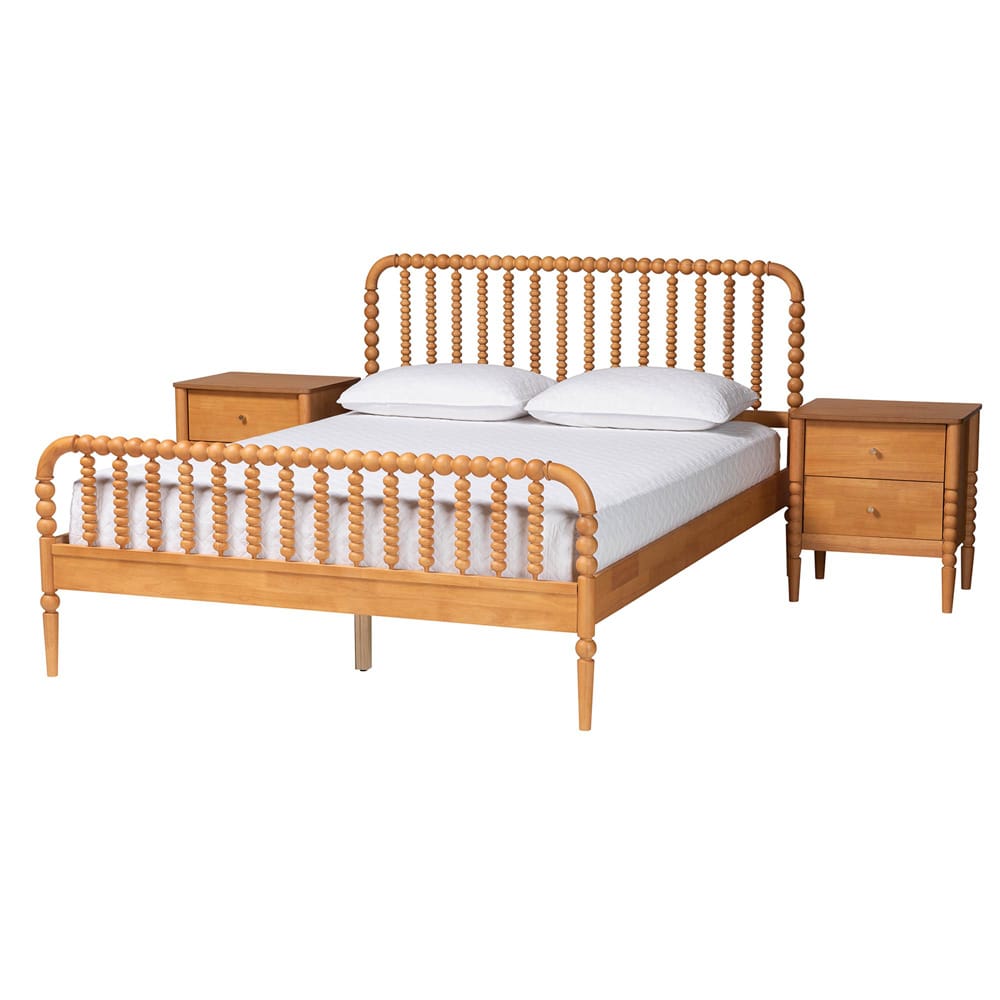 Baxton Studio - Lucera Queen Bedroom Set in Oak Brown - MG0110-4-NT Oak-Queen 3PC Bedroom Set view 1
