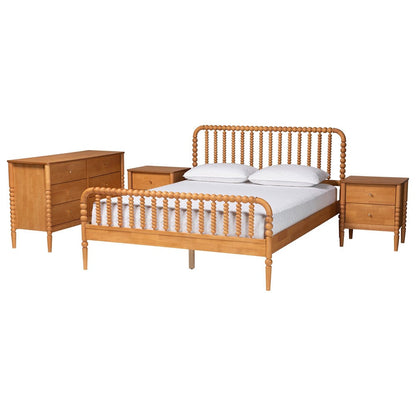 Baxton Studio - Lucera Queen Bedroom Set in Oak Brown - MG0110-4-NT Oak-Queen 4PC Bedroom Set view 1