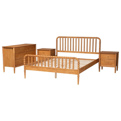 Baxton Studio - Lucera Queen Bedroom Set in Oak Brown - MG0110-4-NT Oak-Queen 4PC Bedroom Set view 2