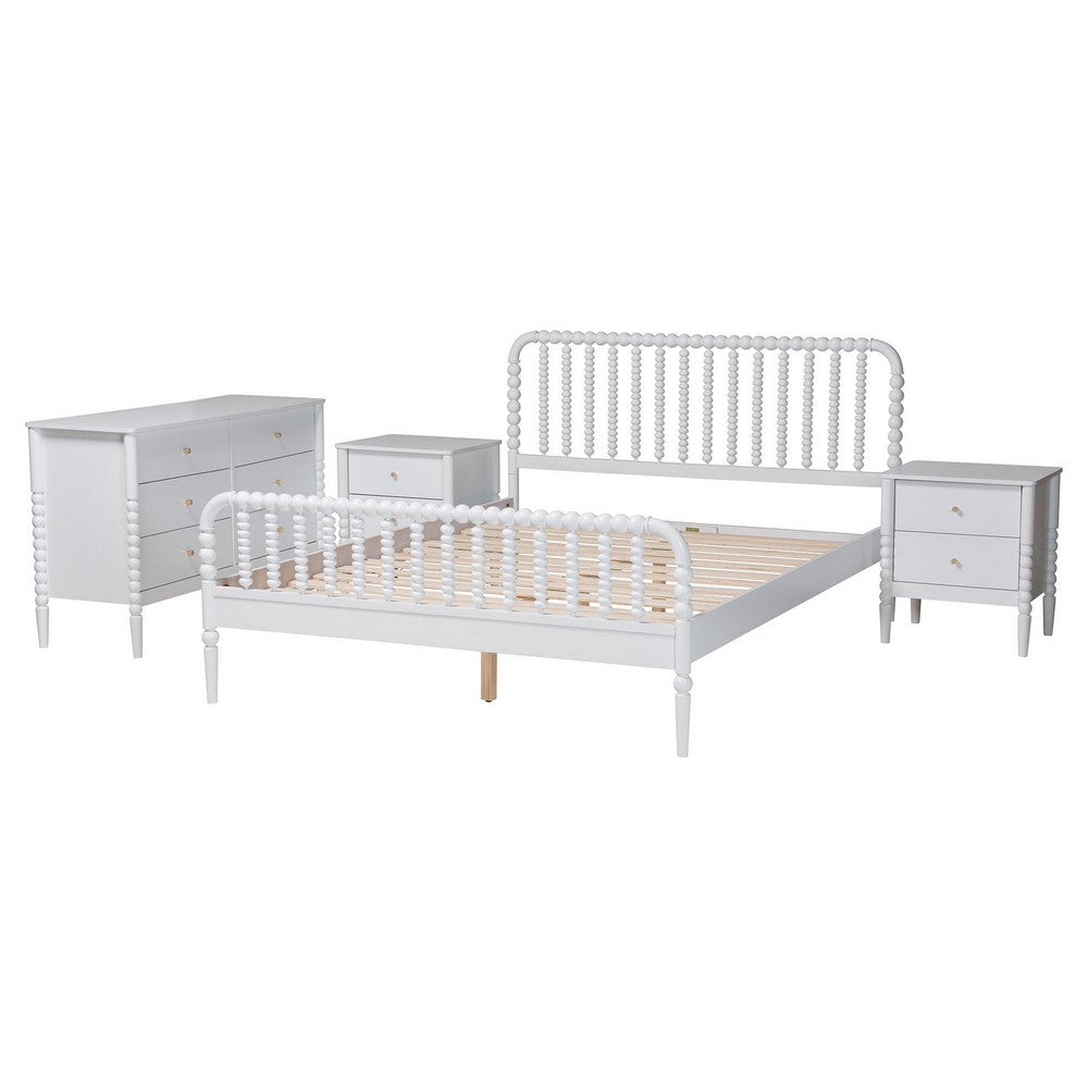 Baxton Studio - Lucera Queen Bedroom Set in White - MG0110-4-White-Queen 4PC Bedroom Set view 2
