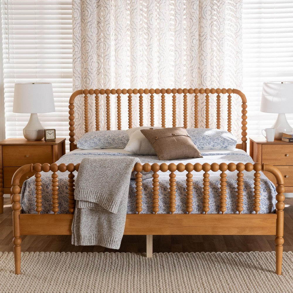 Baxton Studio - Lucera Queen Size Bed in Oak Brown - MG0110-4-NT Oak-Queen view 7