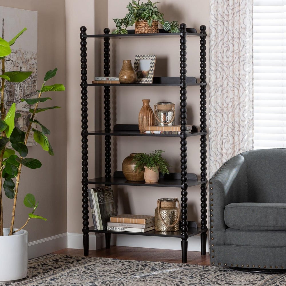 Baxton Studio - Lucera Shelving Unit in Black - MG9011-Black-Display Shelf view 8