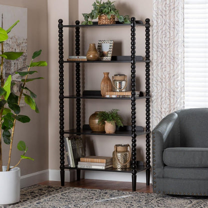 Baxton Studio - Lucera Shelving Unit in Black - MG9011-Black-Display Shelf view 8