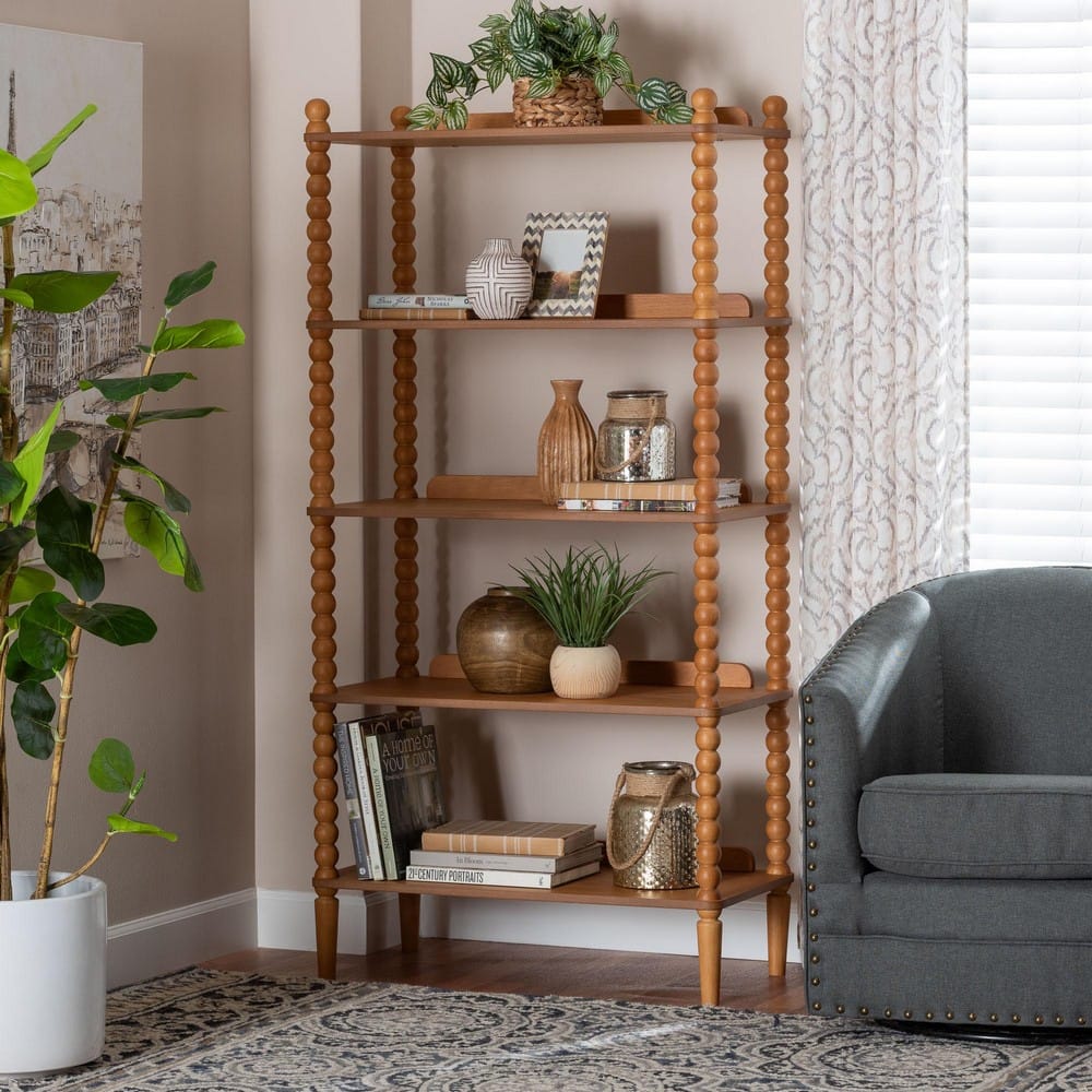 Baxton Studio - Lucera Shelving Unit in Oak Brown - MG9011-NT Oak-Display Shelf view 11