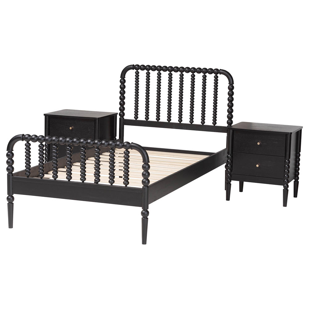 Baxton Studio - Lucera Twin Bedroom Set in Black - MG0110-4-Black-Twin 3PC Bedroom Set view 2