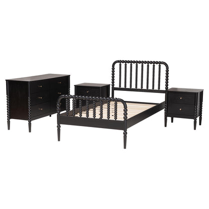 Baxton Studio - Lucera Twin Bedroom Set in Black - MG0110-4-Black-Twin 4PC Bedroom Set view 2