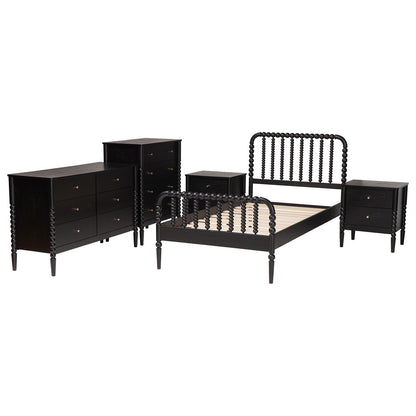 Baxton Studio - Lucera Twin Bedroom Set in Black - MG0110-4-Black-Twin 5PC Bedroom Set view 2
