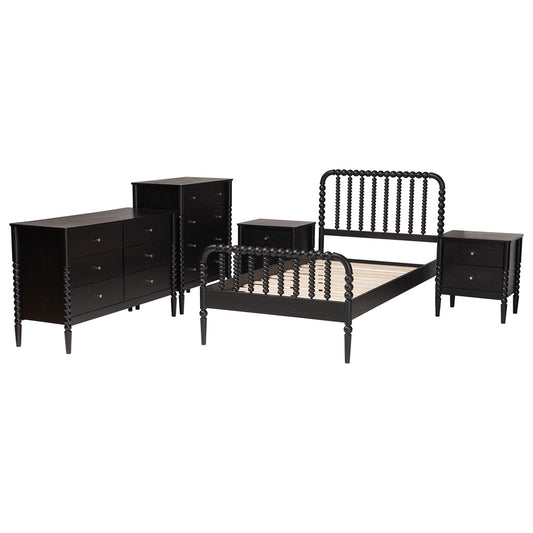 Baxton Studio - Lucera Twin Bedroom Set in Black - MG0110-4-Black-Twin 5PC Bedroom Set view 2