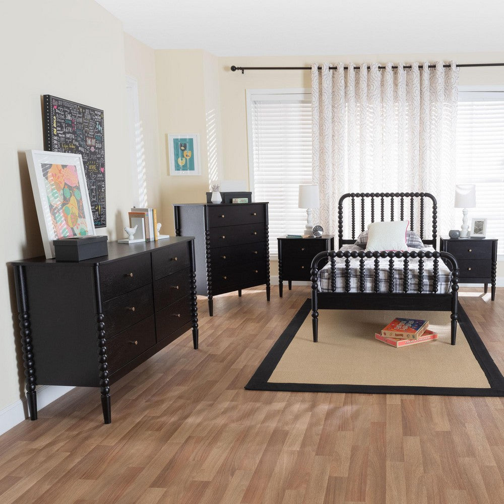 Baxton Studio - Lucera Twin Bedroom Set in Black - MG0110-4-Black-Twin 5PC Bedroom Set view 11