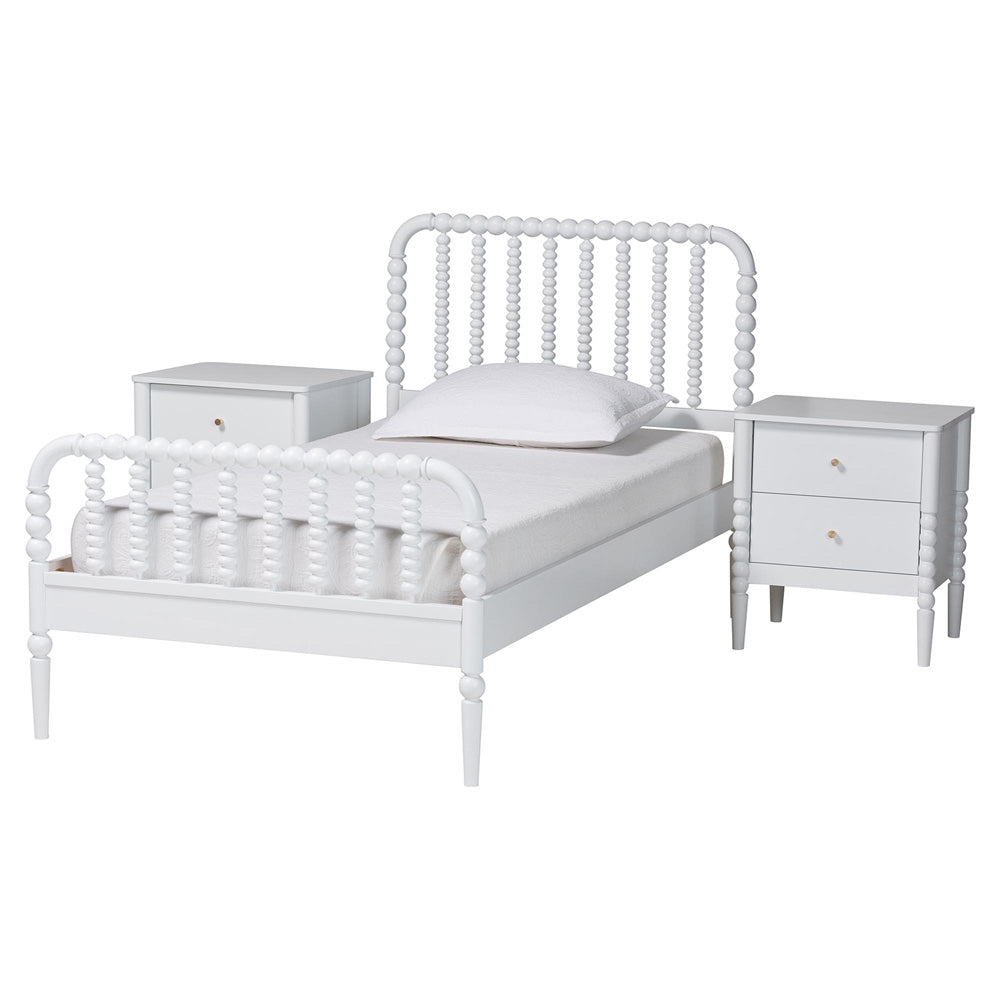 Baxton Studio - Lucera Twin Bedroom Set in White - MG0110-4-White-Twin 3PC Bedroom Set view 1