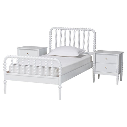 Baxton Studio - Lucera Twin Bedroom Set in White - MG0110-4-White-Twin 3PC Bedroom Set view 1