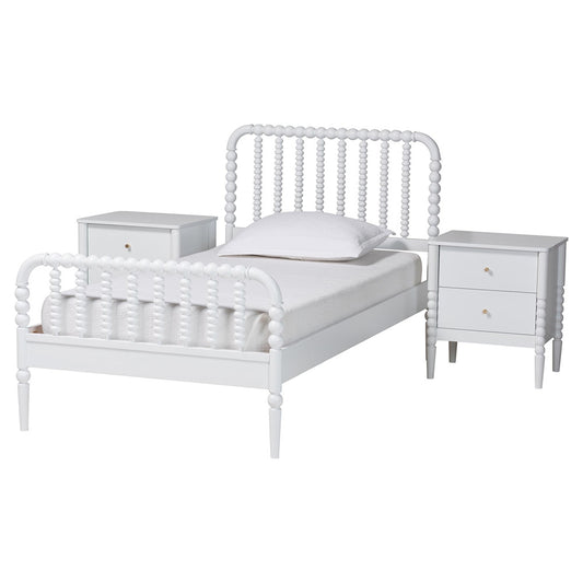 Baxton Studio - Lucera Twin Bedroom Set in White - MG0110-4-White-Twin 3PC Bedroom Set view 1