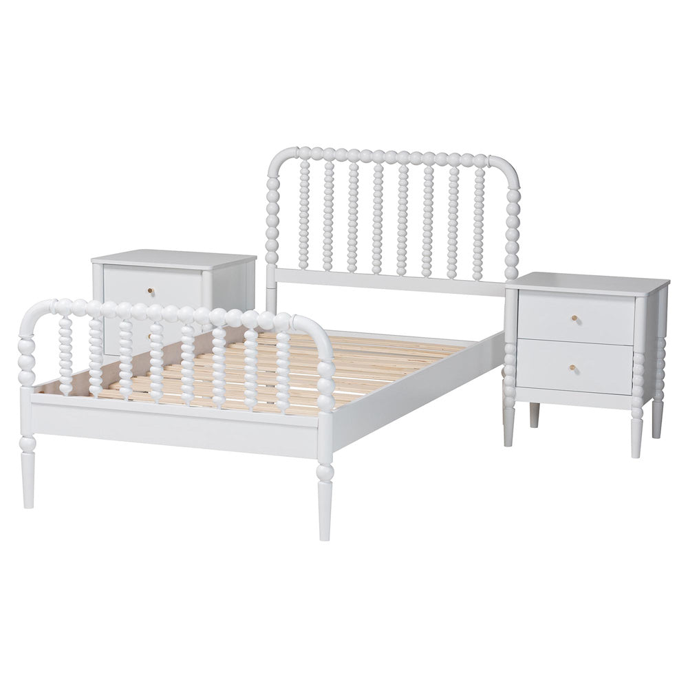Baxton Studio - Lucera Twin Bedroom Set in White - MG0110-4-White-Twin 3PC Bedroom Set view 2
