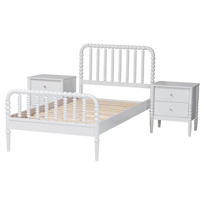 Baxton Studio - Lucera Twin Bedroom Set in White - MG0110-4-White-Twin 3PC Bedroom Set view 2