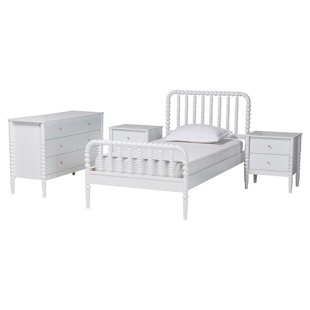 Baxton Studio - Lucera Twin Bedroom Set in White - MG0110-4-White-Twin 4PC Bedroom Set view 1