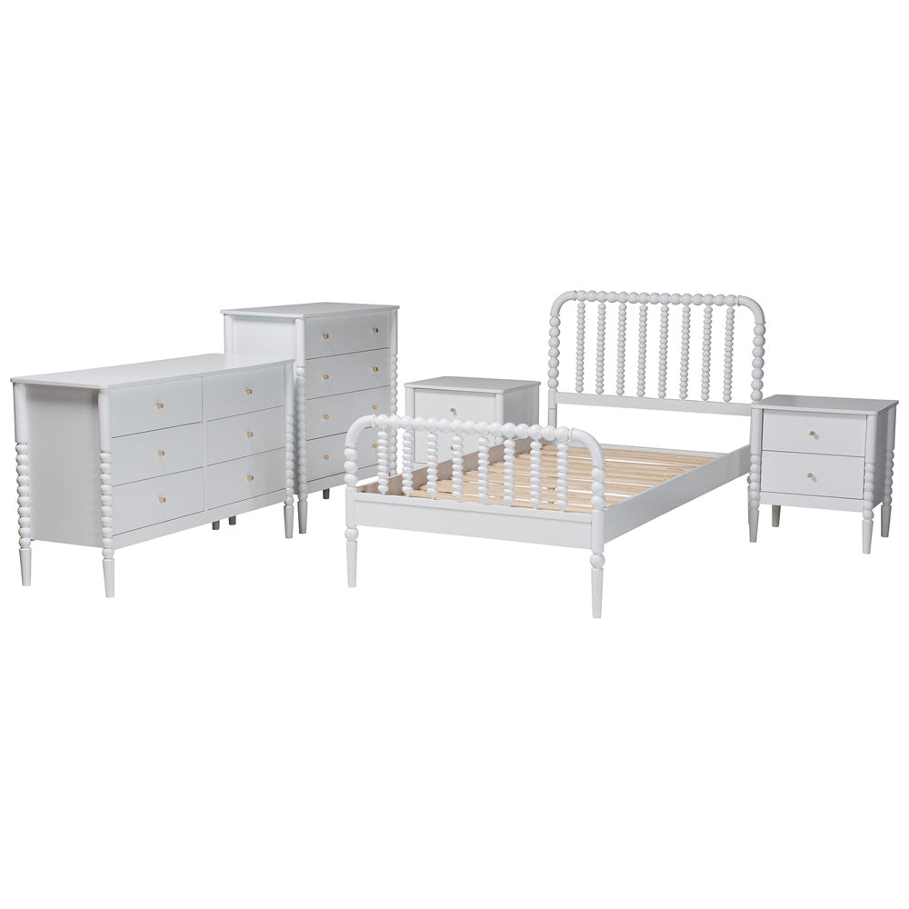 Baxton Studio - Lucera Twin Bedroom Set in White - MG0110-4-White-Twin 5PC Bedroom Set view 2