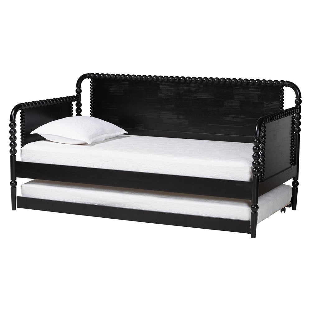 Baxton Studio - Lucera Twin Size Daybed with Trundle in Black - MG0110-4-Black-Daybed/T view 1