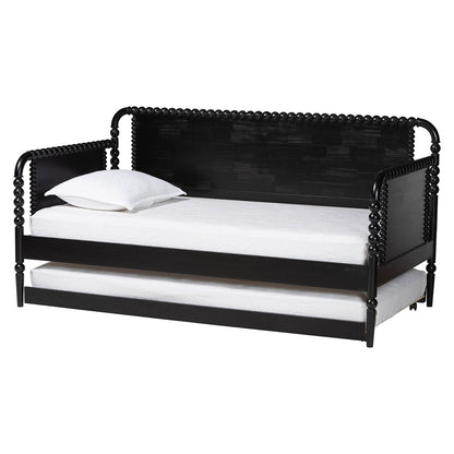 Baxton Studio - Lucera Twin Size Daybed with Trundle in Black - MG0110-4-Black-Daybed/T view 1